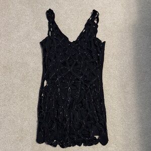ASOS Design Black Lace Overlay V-Neck Dress